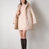 Habillement LES COPAINS Robes Courtes | Robe Courte Avec Col Montant En Maille Beige