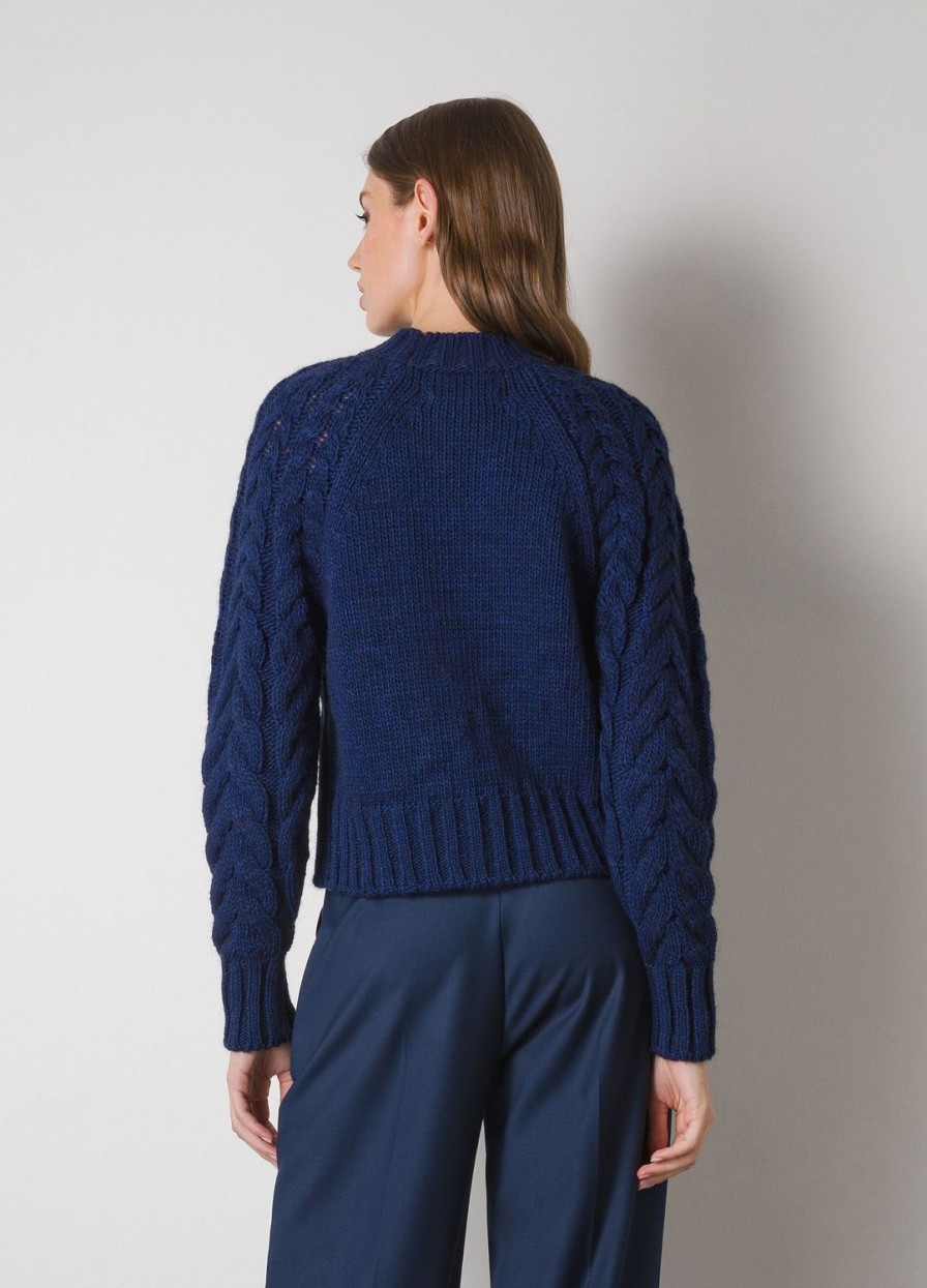 Habillement LES COPAINS Tricots | Tricot Avec Col Rond, Laine D'Alpaga Melangee Blunavy