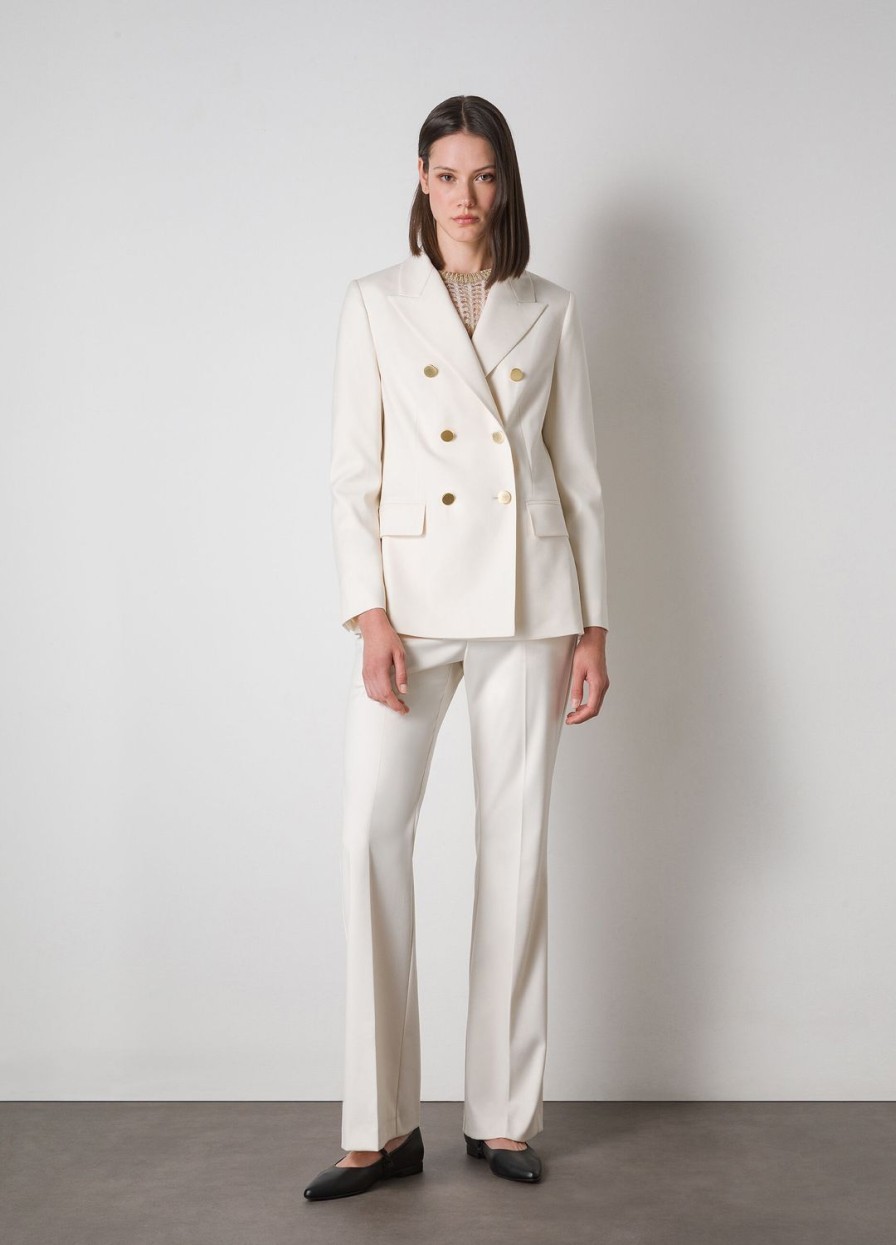 Habillement LES COPAINS Blazers | Blazer Blanc Laiteux Croise Biancolatte