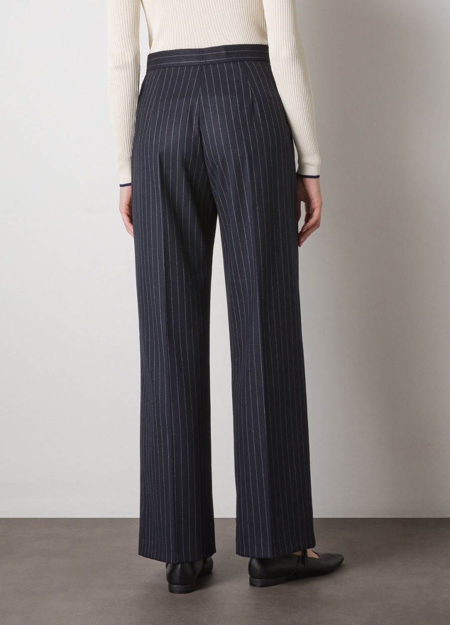 Habillement LES COPAINS Pantalons Palazzo | Pantalon Palazzo A Rayures Blunavy