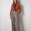 Habillement LES COPAINS Pantalons Wide Flare | Pantalon Wide Flare En Laine Melangee Marronechiaro