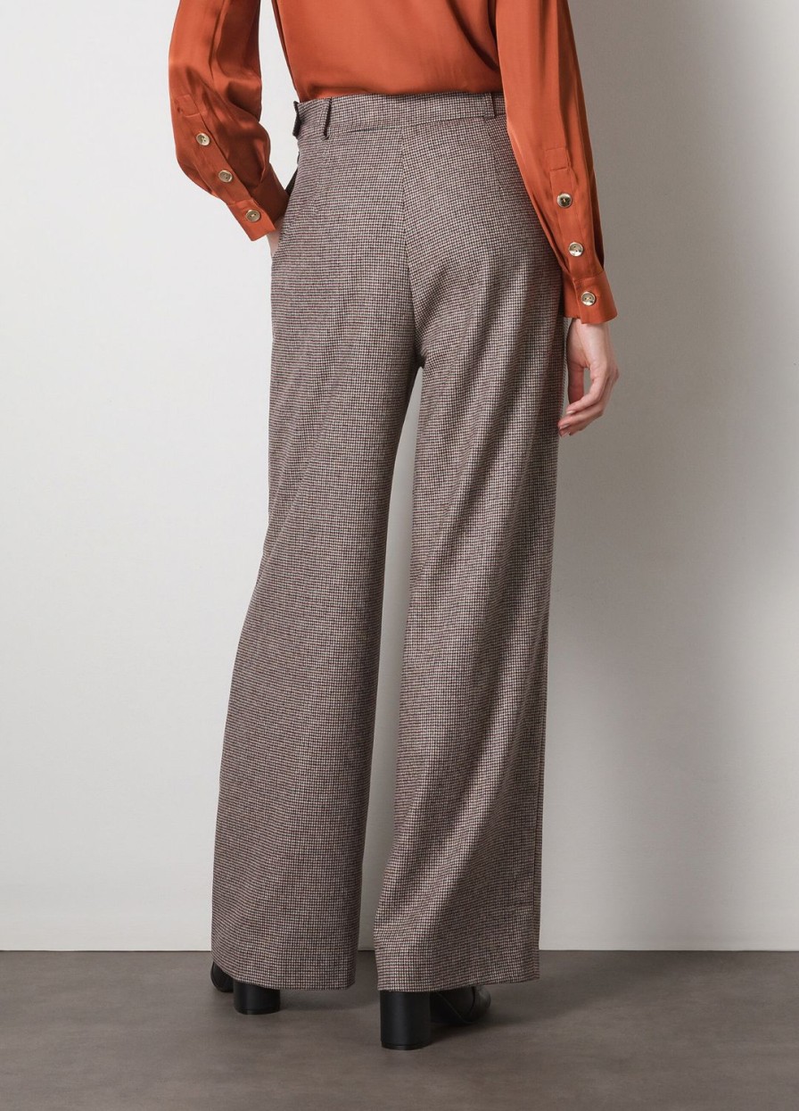 Habillement LES COPAINS Pantalons Wide Flare | Pantalon Wide Flare En Laine Melangee Marronechiaro