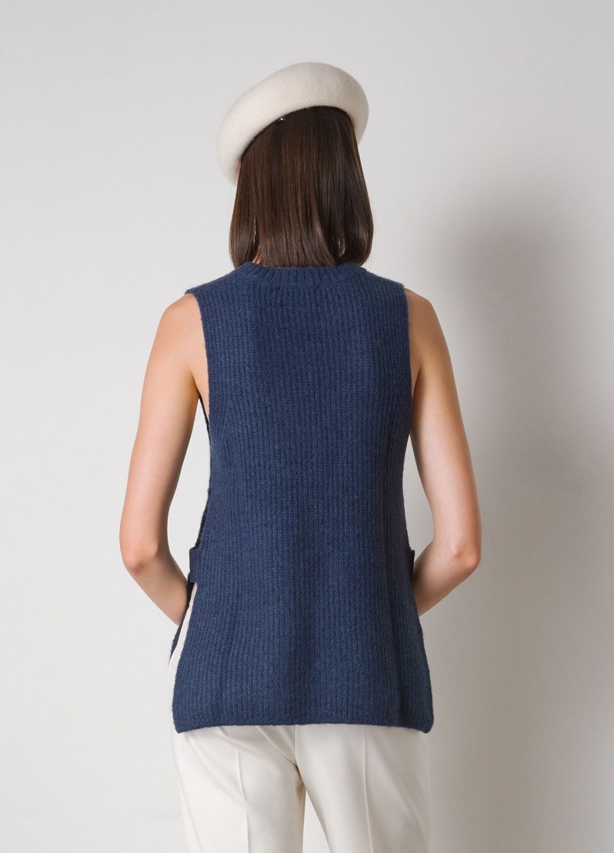 Habillement LES COPAINS Debardeurs | Gilet En Maille De Laine Melangee Avec Fentes Laterales Blubluette