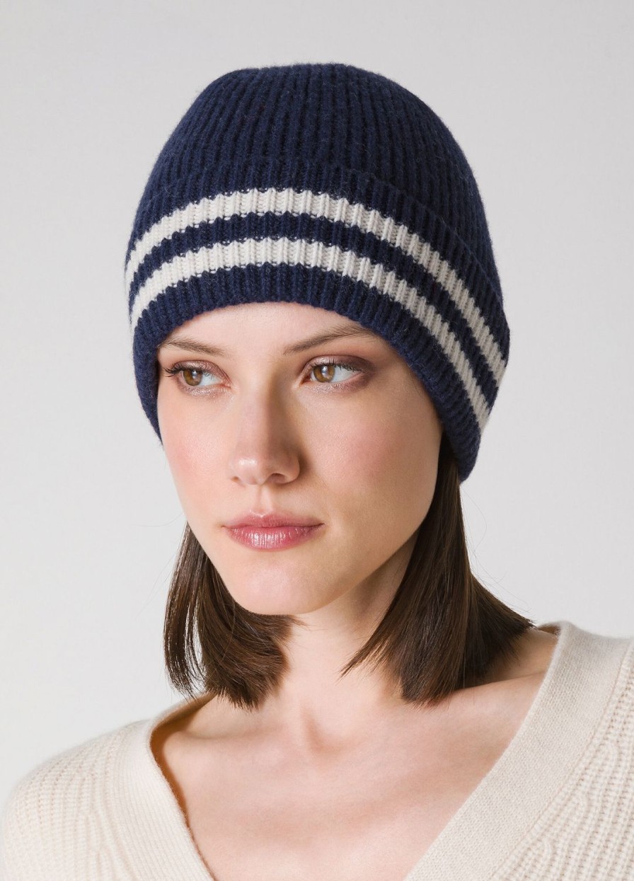 Accessoires LES COPAINS | Bonnet Beanie En Cachemire Melange Blunavy