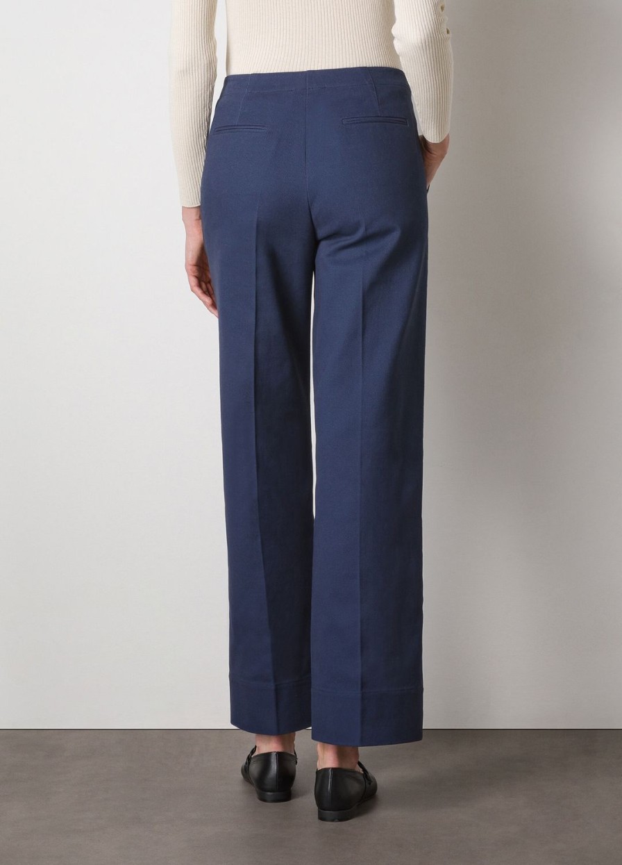 Habillement LES COPAINS Pantalons Palazzo | Pantalon Palazzo En Twill 100 % Coton Blunavy