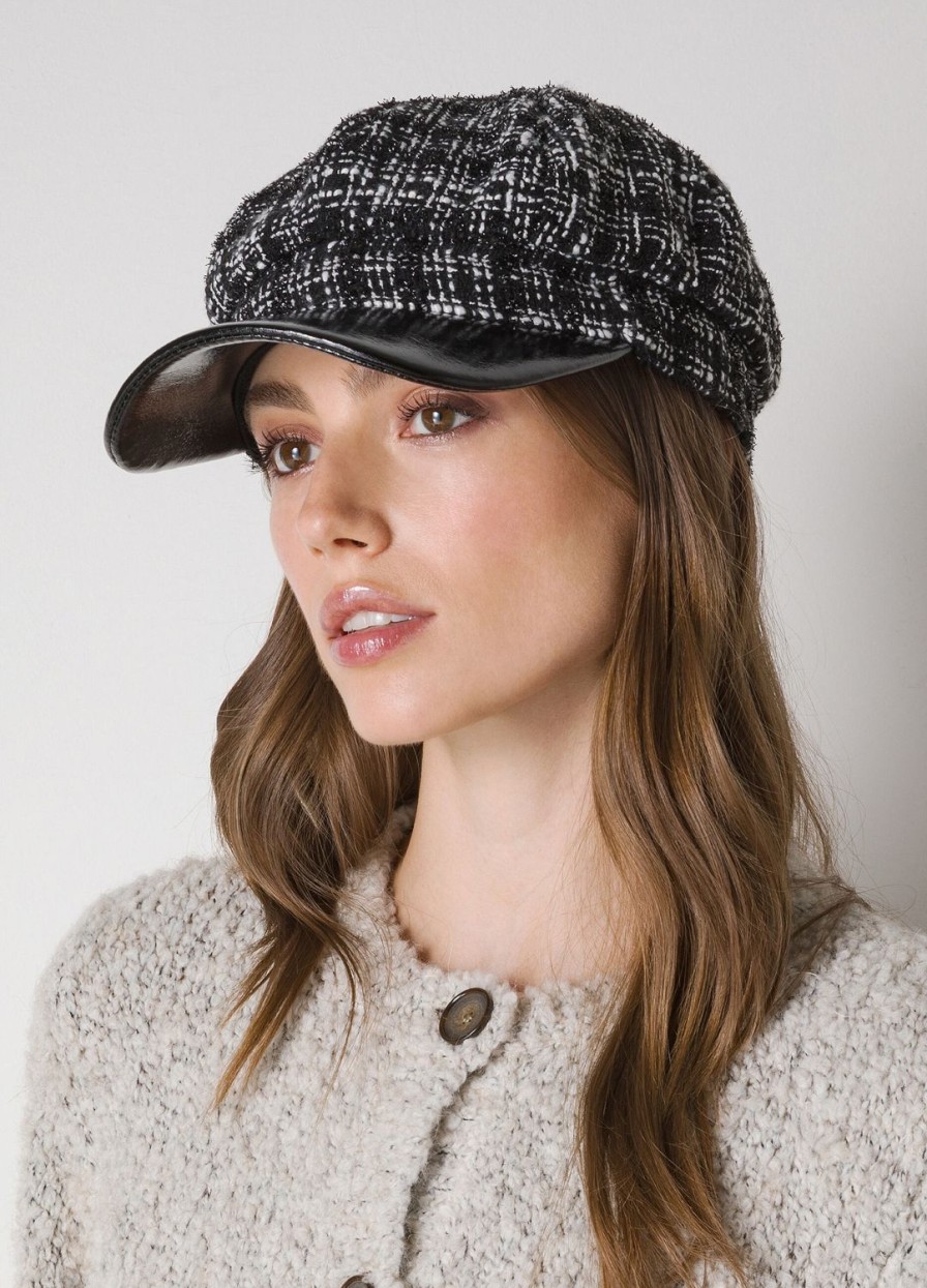 Accessoires LES COPAINS | Beret Bouclee Avec Visiere Bianconero