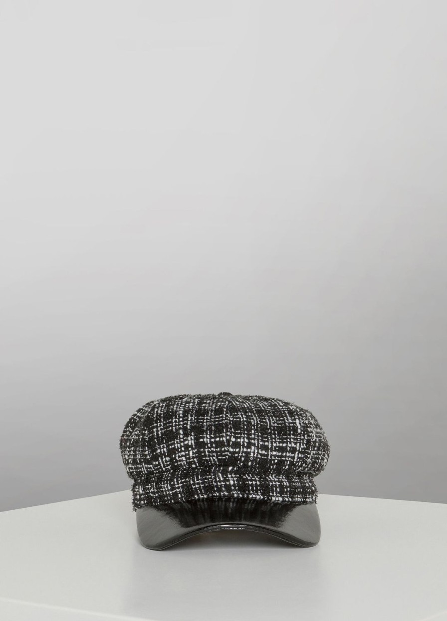 Accessoires LES COPAINS | Beret Bouclee Avec Visiere Bianconero