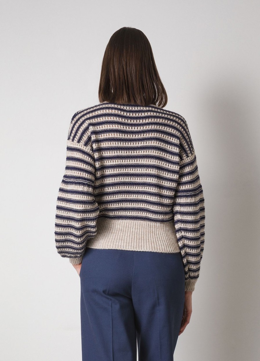 Habillement LES COPAINS Tricots | Pull A Col Rond En Maille En Laine Melangee D'Alpaga Beigechiaro