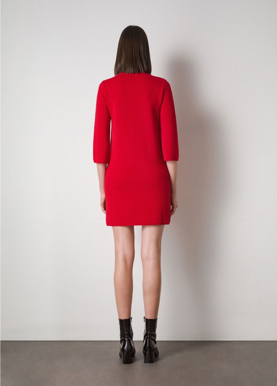 Habillement LES COPAINS Robes Courtes | Robe Courte En Laine Melangee Merinos Rosso