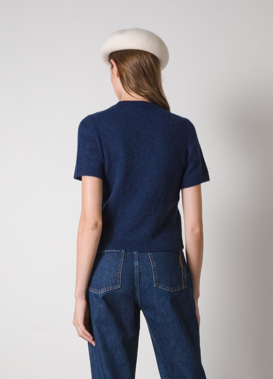 Habillement LES COPAINS Tricots | Tricot En Laine Melangee D'Alpaga A Manches Courtes Blubluette