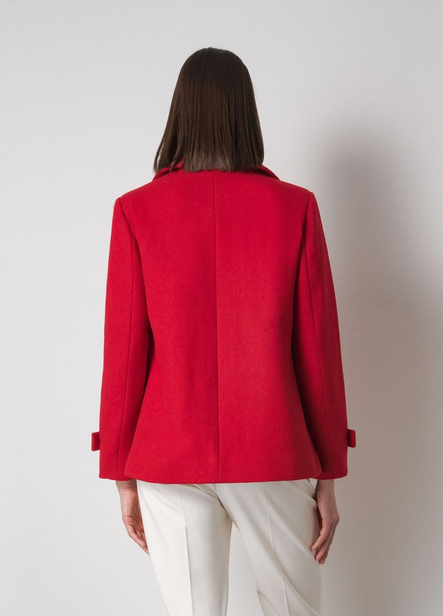 Habillement LES COPAINS Manteaux | Manteau A Double Boutonnage En Laine Melangee Rosso