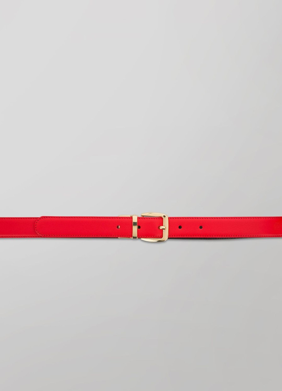 Accessoires LES COPAINS | Ceinture En Cuir Veritable Rosso