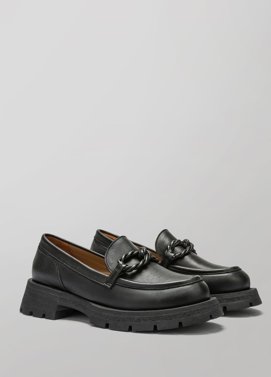 Chaussures LES COPAINS | Mocassins Chunky En Cuir Ecologique Nero