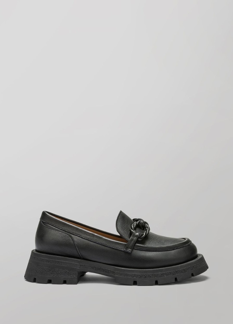 Chaussures LES COPAINS | Mocassins Chunky En Cuir Ecologique Nero