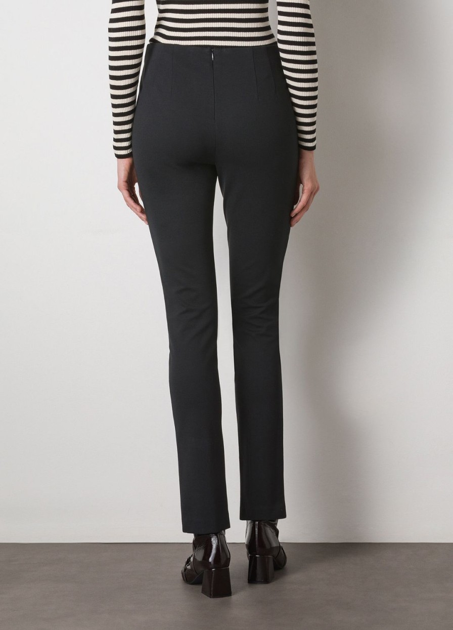 Habillement LES COPAINS Pantalons Skinny | Pantalon En Tissu Stretch A Taille Haute Nero