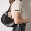 Accessoires LES COPAINS Sacs Portes Epaule | Sac D'Epaule Hobo Noir En Cuir Veritable Nero