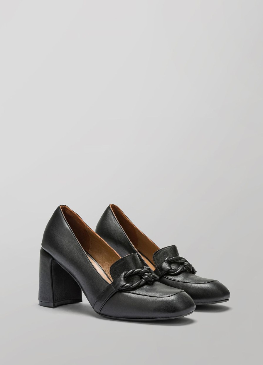 Chaussures LES COPAINS | Mocassins A Talon En Cuir Ecologique Nero