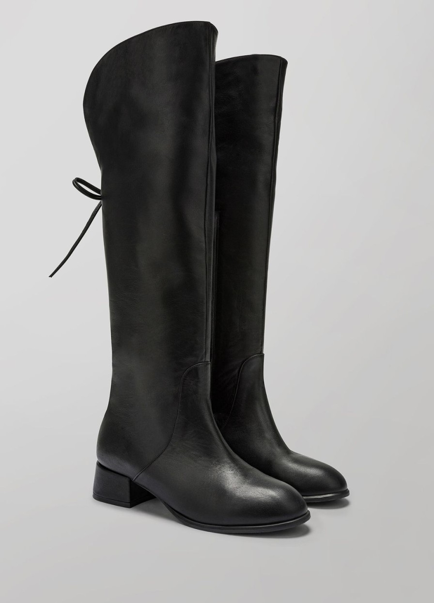 Chaussures LES COPAINS | Bottes Hauteur Genou Noires En Simili-Cuir Nero