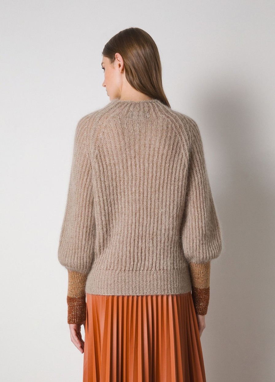 Habillement LES COPAINS Tricots | Tricot En Mohair Melange Beige